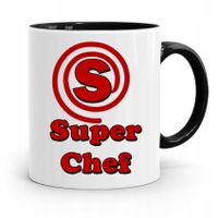 Kubek Czarny Dla Kucharza Kucharki Super Chef Z Nadrukiem Ze Zdjęciem