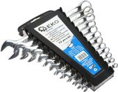 Geko Klucze płasko-oczkowe polerowane 6-22mm zestaw 12el. CrV