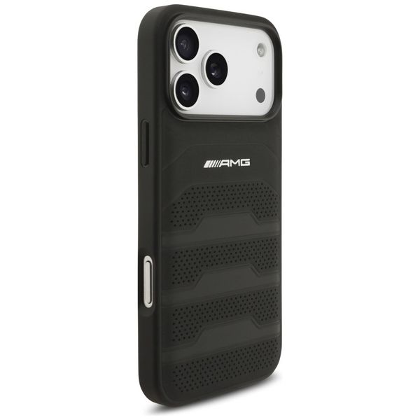Etui AMG Leather Debossed Lines Logo do iPhone 17 Pro Max czarny zdjęcie 4