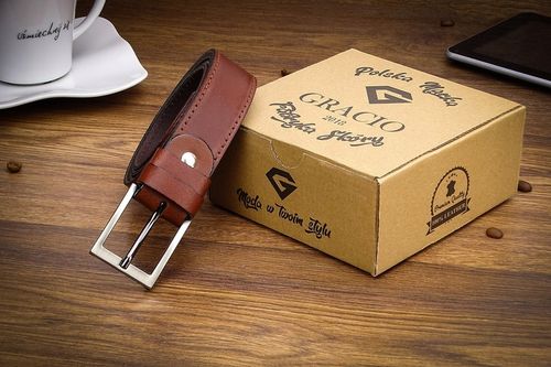 GRACIO pasek skóra męski 120 brązowy GARNITUROWY na Arena.pl