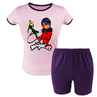 Krótka Piżama dziecięca Biedronka i Czarny Kot