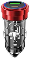 MOCNA ŁADOWARKA SAMOCHODOWA USB / USB-C 38W SZYBKA QUICK CHARGE ZAPALNICZKA