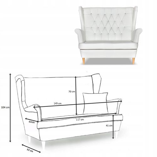 Zestaw uszak Gaja ekoskóra skaj sofa fotele pufy biały na Arena.pl