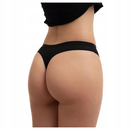 3x Majtki STRINGI DAMSKIE BAWEŁNIANE CZARNE - ZESTAW - PREMIUM - RUBENTI na Arena.pl