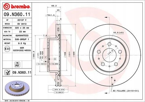 TARCZA HAM PRZOD 320X25 V BREMBO na Arena.pl