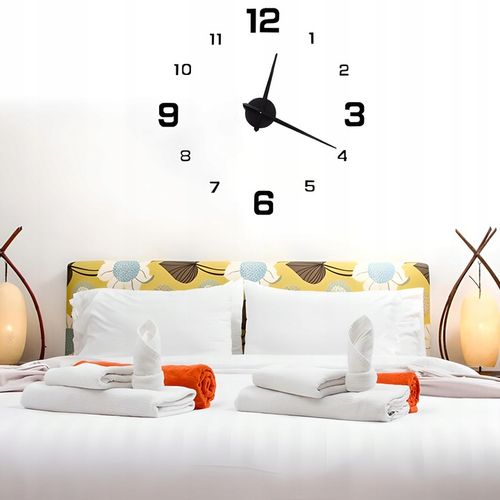 ZEGAR ŚCIENNY 3D NOWOCZESNY PRZYKLEJANY NA ŚCIANĘ CZARNY XXL 130 CM na Arena.pl