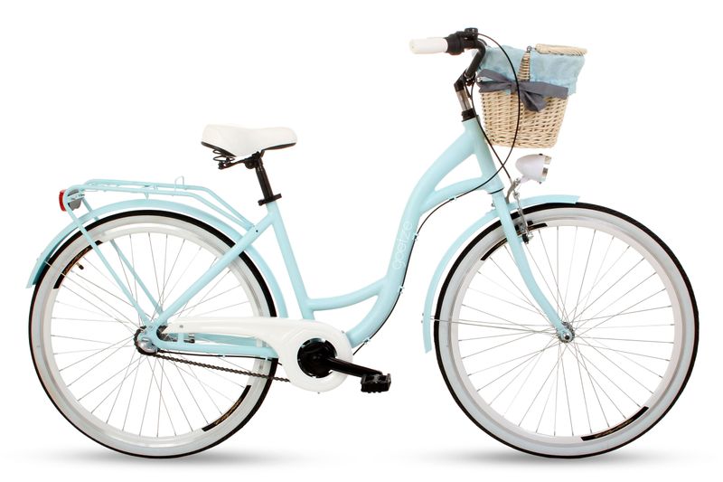 Damski rower miejski Goetze Style ALU 28 3b + kosz / Błękit zdjęcie 1