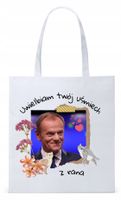 Donald Tusk Platforma Torba Eco Biała Shopper Z Nadrukiem Ze Zdjęciem