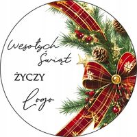 NAKLEJKI ŚWIĄTECZNE z LOGO REKLAMOWE firmowe wesołych świąt 5 cm 250 szt