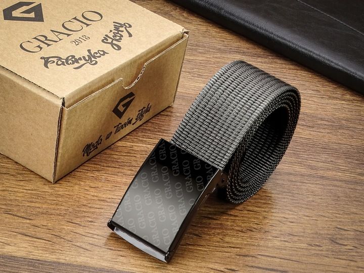 Gracio Pasek Męski Klamra ZACISK do SPODNI Szary155cm zdjęcie 8