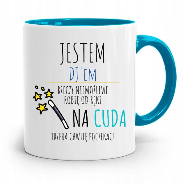 Dla Dja Muzyka Kubek Błękitny Jestem Djem Z Nadrukiem Ze Zdjęciem zdjęcie 1