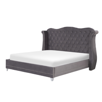 Łóżko welurowe 180 x 200 cm szare AYETTE