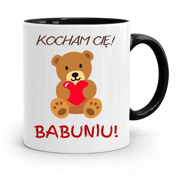 Kubek Czarny Dzień Babci Kocham Cię Babciu! Z Nadrukiem Ze Zdjęciem zdjęcie 1