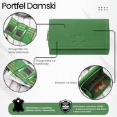 portfel damski duży zielony ze skóry naturalnej