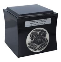 Urna kremacyjna dla mechanika, miłośnika samochodów Black/Design1/Plakietka