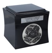 Urna kremacyjna dla mechanika, miłośnika samochodów Black/Design1/Plakietka
