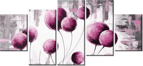 70CM 150CM OBRAZ 5 ELEM ABSTRAKCYJNE DMUCHAWCE FUKSJI ŚCIENNY na Arena.pl