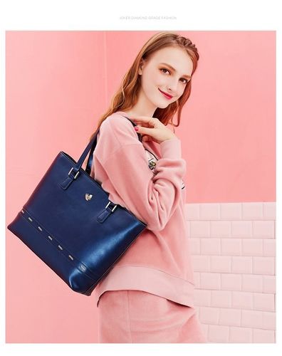 NUCELLE Metaliczny shopper Niebieski na Arena.pl