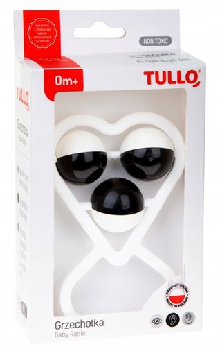Tullo- Grzechotka czarno biała serce na Arena.pl