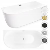 Wanna wolnostojąca przyścienna NAROŻNA PULA PRAWA 160 x 75 x 58 cm biała system przelewowy centralny