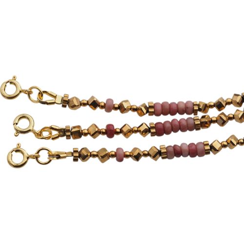 Naszyjnik - Rodonit, Hematyt złoty i srebro złocone na Arena.pl