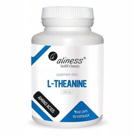 Aliness L-THEANINE Teanina 200 mg 100 kapsułek STRES ODPRĘŻENIE SPOKÓJ SEN zdjęcie 2