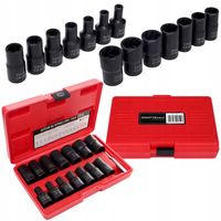 ZESTAW NASADKI DO OBRABIANYCH ŚRUB 1/2" 6-23mm WYBIJAK 15 SZT KRAFT&DELE