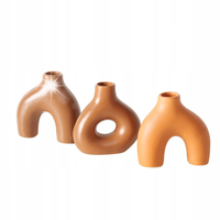ZESTAW WAZONÓW CERAMICZNYCH RĘCZNIE WYKONANYCH 10 CM BRĄZOWY 3 SZT