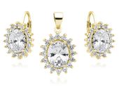 Eegancki pozłacany srebrny komplet białe cyrkonie karmazycja srebro 925 Z0685Z1G_W