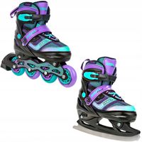 Rolki Łyżwy figurowe 2w1 Regulowane RAVEN Drill Violet/Mint 34-37