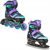 Rolki Łyżwy figurowe 2w1 Regulowane RAVEN Drill Violet/Mint 34-37