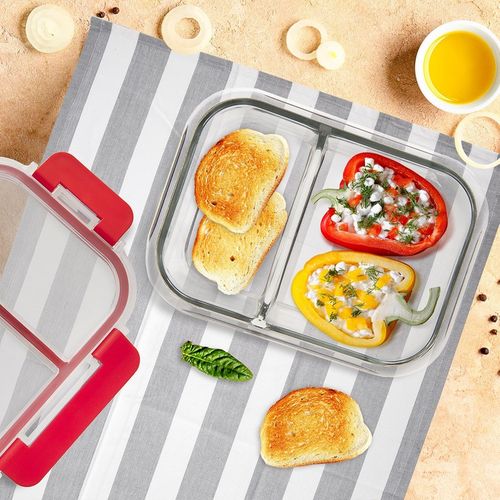 Pojemnik Dzielony Kuchenny Szklany na Żywność z Uszczelką Lunchbox 950 ml na Arena.pl