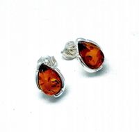 SREBRNE KOLCZYKI Z BURSZTYNEM