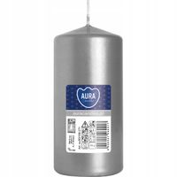 ŚWIECA STOŁOWA WALEC KLASYCZNA ŚWIECZKA 10cm 20h SREBRNA