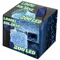Lampki solarne CHOINKOWE do ogrodu 200LED DRUCIK świąteczne biały zimny 20m