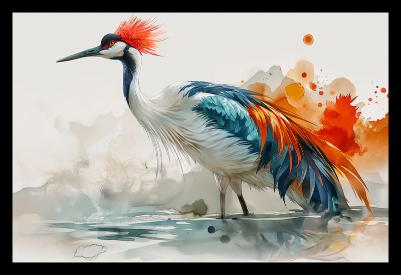 Plakat 30x20cm Żuraw w Akwareli zdjęcie 2