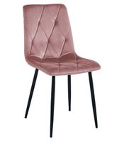 Krzesło różowe welurowe LIBRA velvet do jadalni nogi czarne