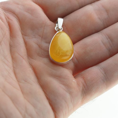 Zawieszka - Bursztyn mleczny łza w srebrze na Arena.pl