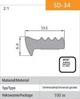 uszczelka samoprzylepna czarna sd-34/4-0 13.5*6.4mm mb - 100.0 mb