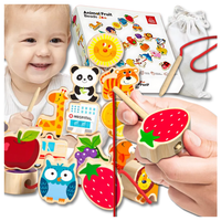 koraliki klocki drewniane do nawlekania montessori 42 el. alfabet