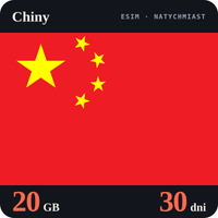 Karta eSIM Internet Chiny 20 GB na 30 dni - bez rejestracji