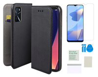 Etui z klapką do OPPO A16 / A16S / A54S czarny obudowa + folia ochronna TPU