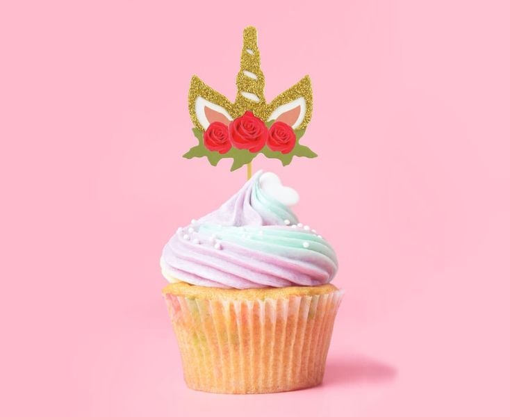 Pikery na muffinki jednorożce brokatowe zdjęcie 2