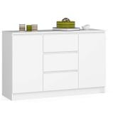 Komoda do salonu 120 cm K016 - Biała - 2 drzwi 3 szuflady