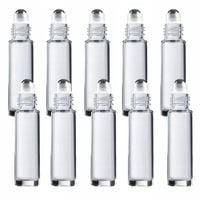 Butelka szklana 10 ml bezbarwna z roll-on z nakrętką czarną x10