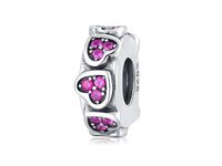 Rodowany srebrny charms pandora kółko circle ring rubinowe cyrkonie srebro 925 BEAD86
