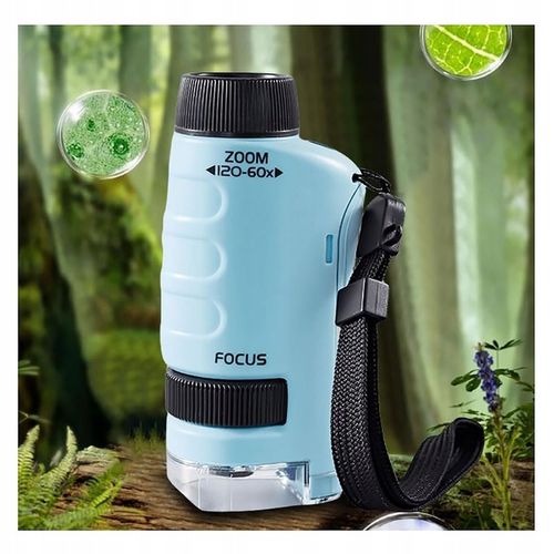 MIKROSKOP EDUKACYJNY KIESZONKOWY DLA DZIECI LABORATORIUM 120x 60x PRZENOŚNY na Arena.pl
