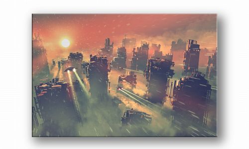 OBRAZ NA PŁÓTNIE 062 Miasto przyszłości 90x60cm na Arena.pl