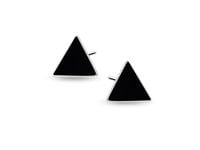 SREBRNE KOLCZYKI CELEBRYTKI TRÓJKĄTY CZARNA EMALIA