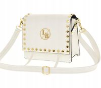 Laura Biaggi - modna torebka listonoszka nity biały groszek M106